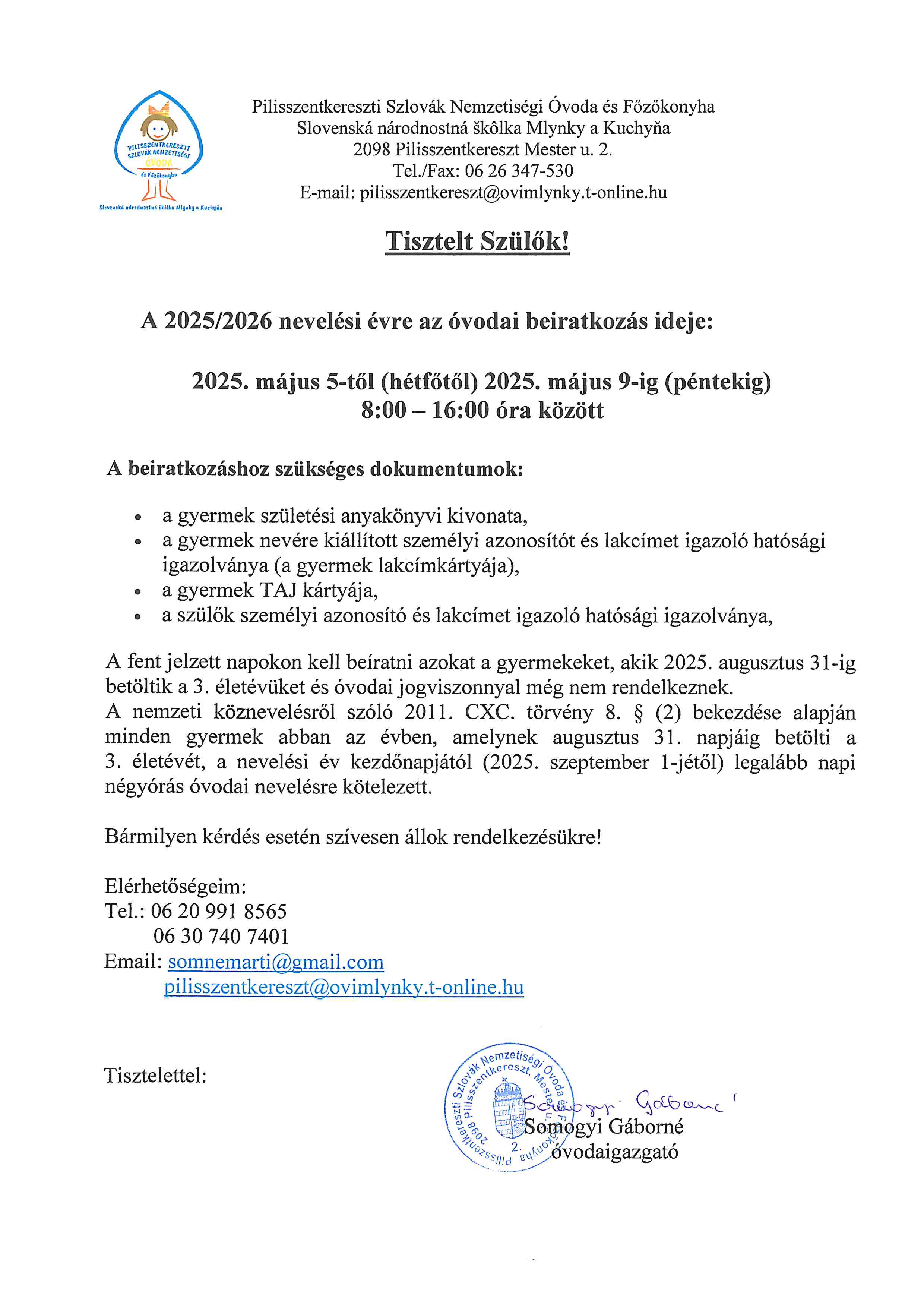 óvodai beiratkozás 2025.